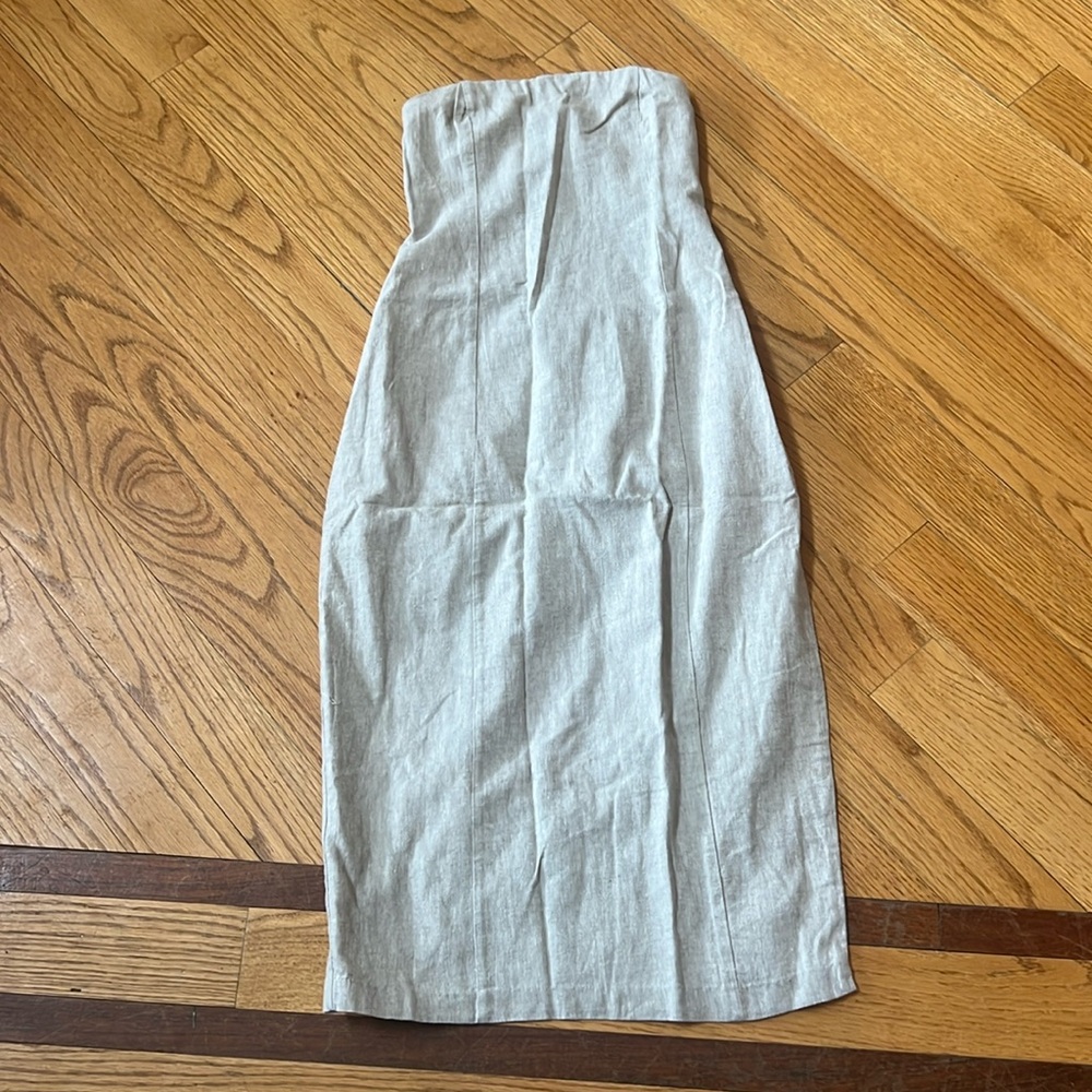 Abercrombie & Fitch The Linen Collection beige strapless dress xs nwot